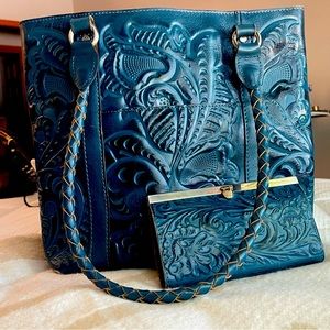 Patricia Nash Leather Handbag and Matching Wallet